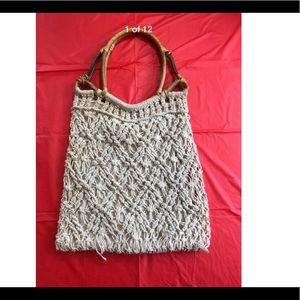 Vintage 70s Macrame and Bamboo Bag